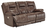 Wurstrow Contemporary Triple Power Reclining Sofa in Umber by Ashley Furniture