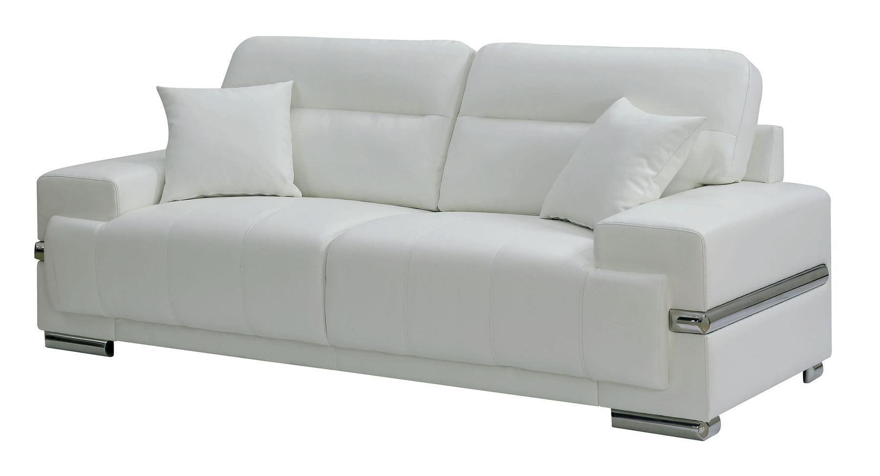 Zibak Contemporary White Chrome Breathable Leatherette Living Room Home Elegance USA