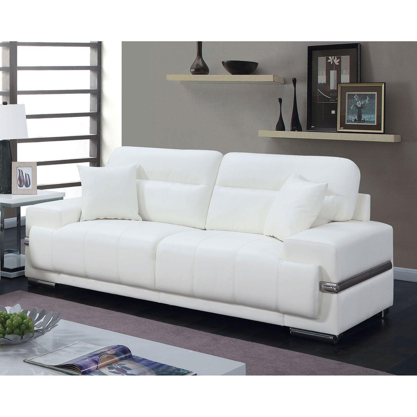 Zibak Contemporary White & Chrome Breathable Leatherette