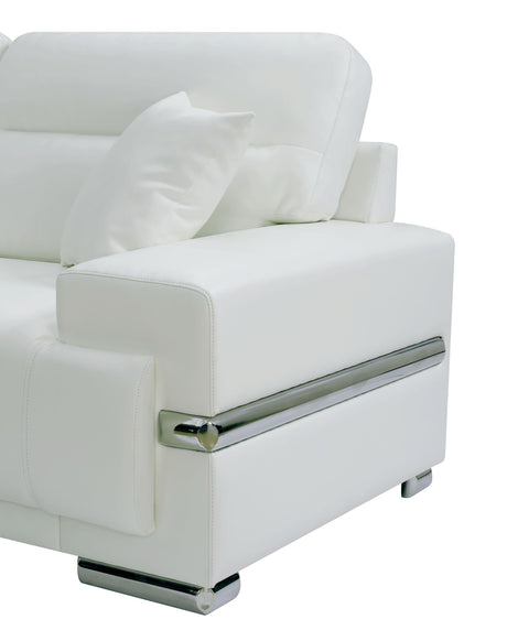 Zibak Contemporary White & Chrome Breathable Leatherette Living Room Set by Furniture of America Furniture of America