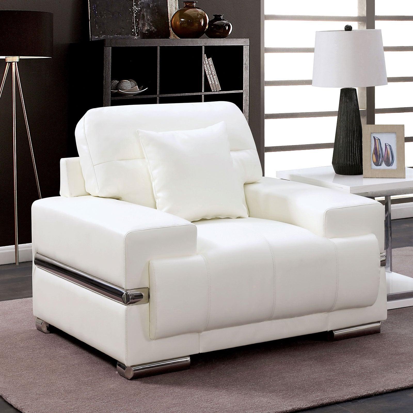 Zibak Contemporary White & Chrome Breathable Leatherette