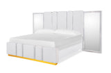 Zoe Bed with crystal accents, gold detailing, and Queen/King bed with 69″ headboard and 19″ footboard.