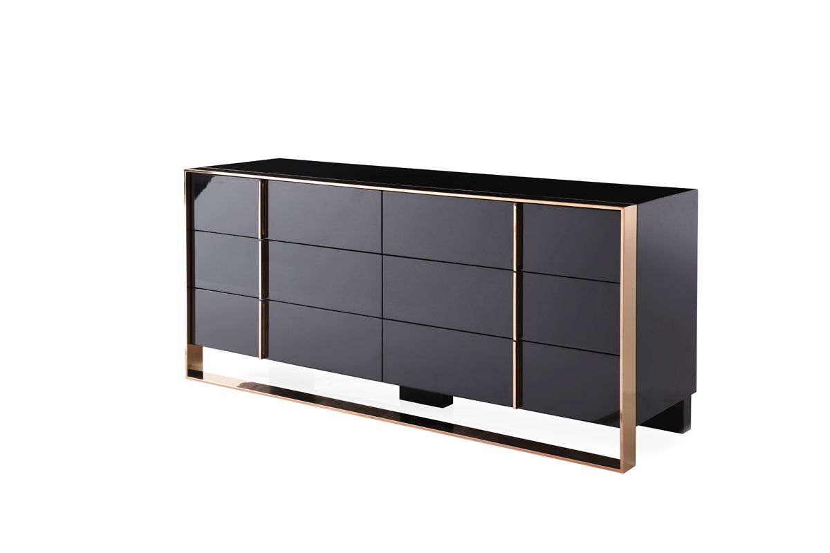 Cartier Modern Black & Rose Gold Bedroom Set – VIG Furniture - Home Elegance USA