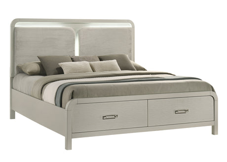 Aria Contemporary Queen 5PC Bedroom Set Modern Storage Bed with Ball Bearing Glide Drawers in Beige - sold by Home Elegance USA