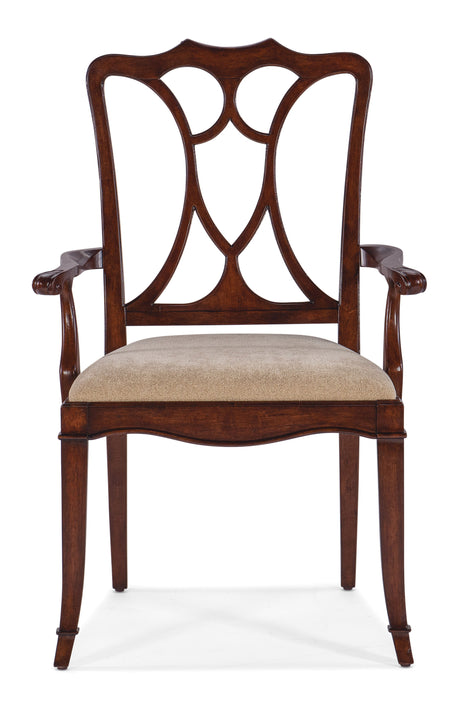 Charleston Upholstered Seat Arm Chair (Set of 2) - Dark Brown by Hooker Furniture - View 4