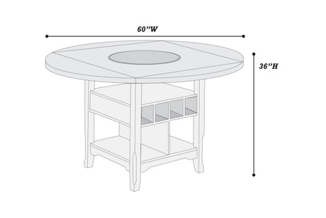 Contemporary 7pc Counter Height Dining Set Gray Table w Lazy Susan Built-in Leaf 6x High Chairs Kitchen Dining Room Storage Space Furniture - sold by Home Elegance USA