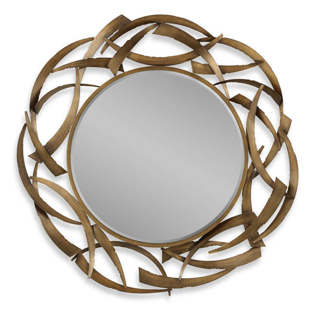 Cutting Edge Bronze Round Mirror by Uttermost - View 1