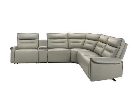 Jayke Top Grain Leather Match Power Motion Sectional Sofa, with Reading Lamp, Cupholder with Lights, Heat& Cooling Function, Wireless Charger with Type A&C Charging Port, Power Switch with USB Port - sold by Home Elegance USA