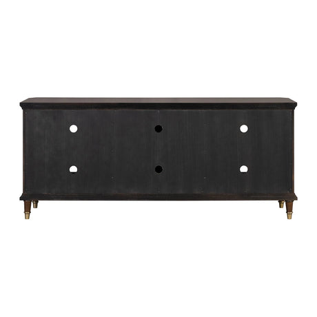 Modern Style TV Stand 3 Drawers Gold Round Knobs And Legs Felt Line Drawers Dark Cherry Finish - sold by Home Elegance USA