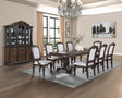 Formal 9pc Rectangular Dining Table 18' Extendable Leaf Side Chair Arm Chair Rich Dark Coffee Brown Finish Intricately Carved Double Pedestal Base Solid Wood Dining Set - sold by Home Elegance USA