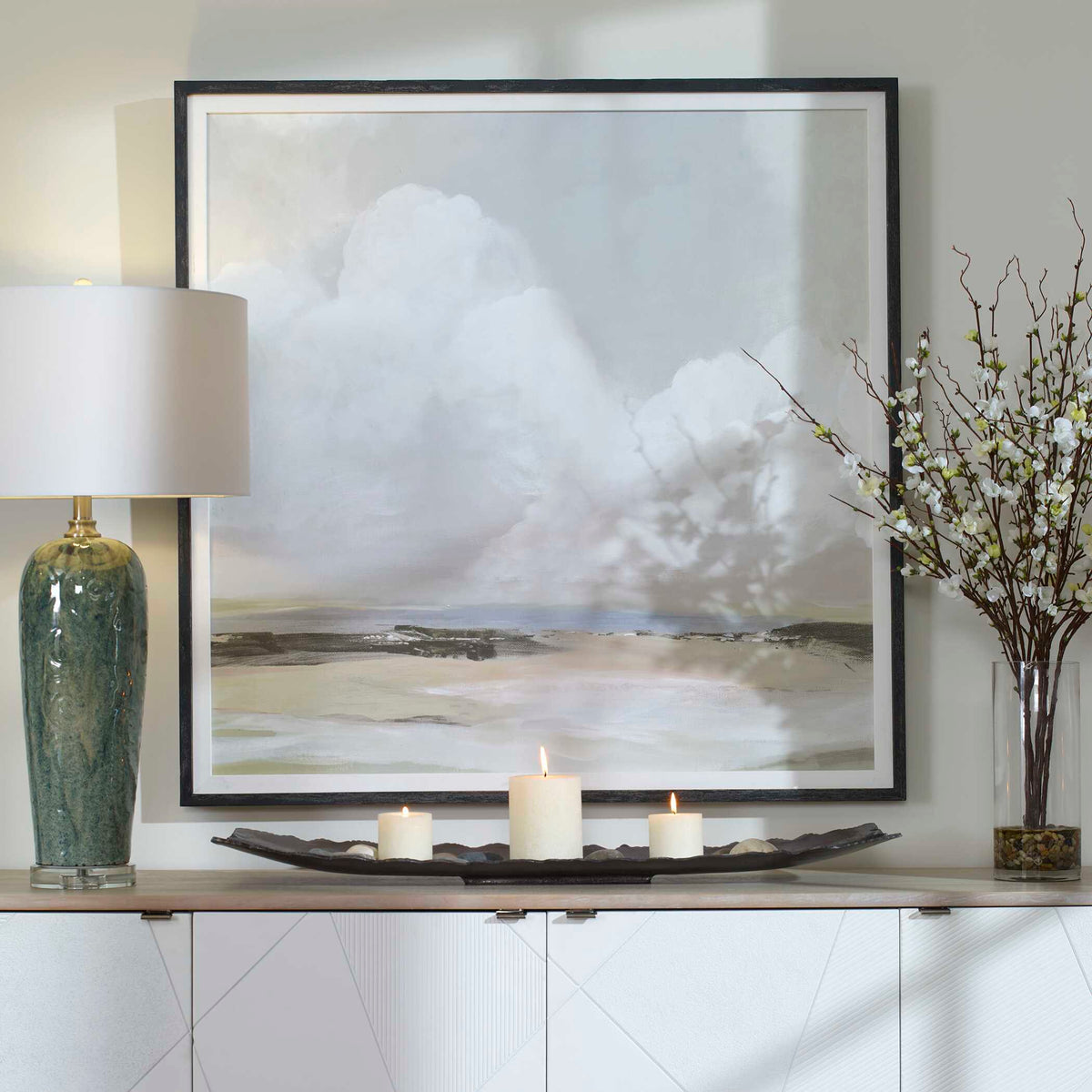 Soft Clouds Framed Print - Silver by Uttermost - View 6