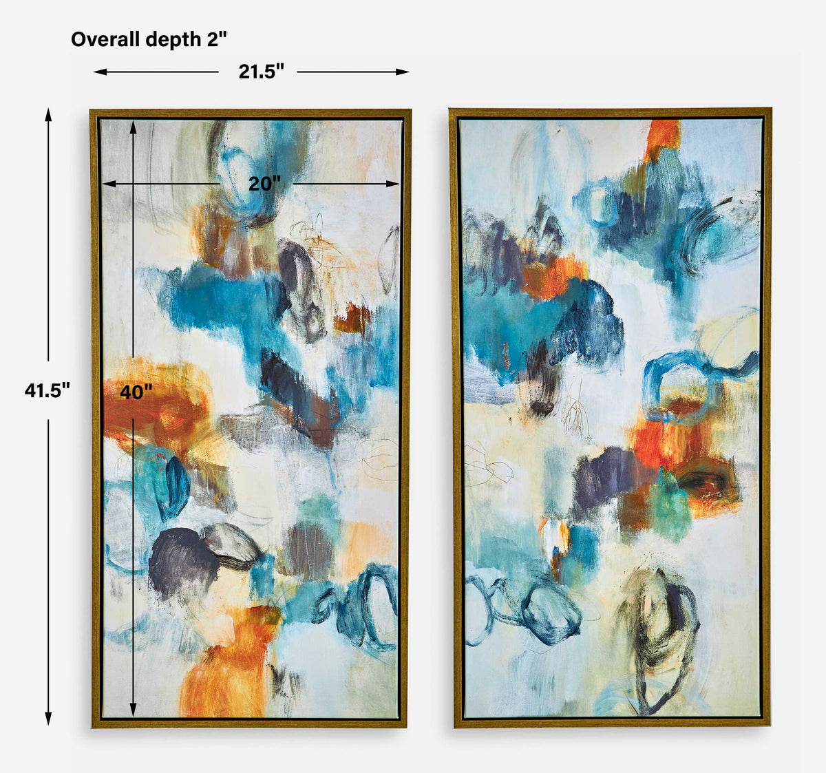Casual Moments Framed Abstract Art (Set of 2) - Blue by Uttermost - View 6