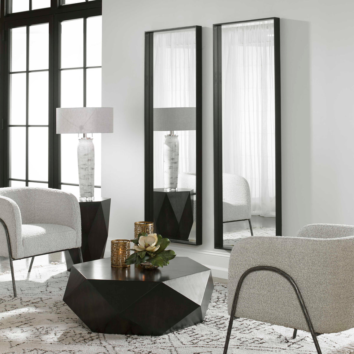 Kahn Oversized Rectangular Mirror - Black by Uttermost - View 3