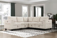 5-Piece Modular Sectional with Storage Seats, Side Pockets, Charging Ports Beige Corduroy Fabric Modern Living Room Sectional Couch Solid Wood Furniture - sold by Home Elegance USA