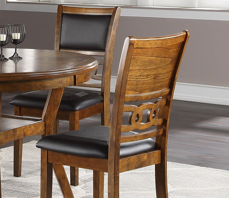 Contemporary Dining 5pc Set Round Table w 4x Side Chairs Walnut Finish Rubberwood Unique Design - sold by Home Elegance USA
