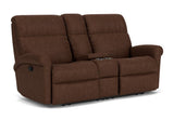 Davis Transitional Fabric Reclining Loveseat With Console | Flexsteel