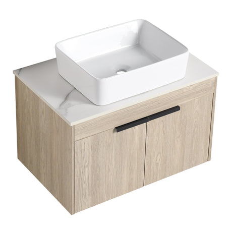 30 " Modern Design Float Bathroom Vanity With Ceramic Basin Set, Wall Mounted White Oak Vanity With Soft Close Door,KD - Packing，KD - Packing，2 Pieces Parcel（TOP - BAB110MOWH） - W999S00023 - image - 12