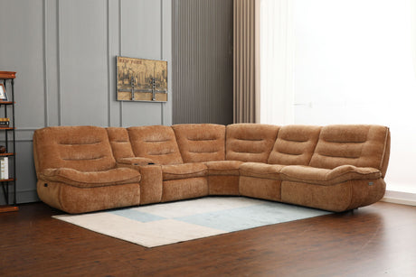 Emmy Orange Chenille Power Motion Sectional Sofa - sold by Home Elegance USA