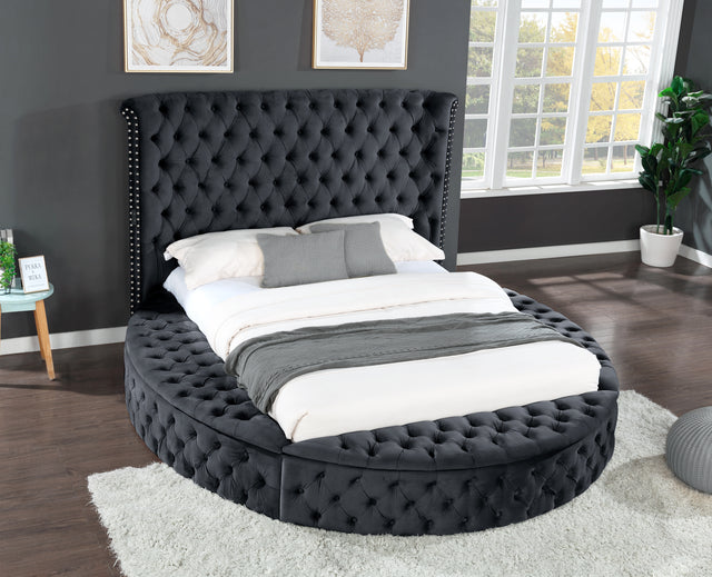 HAZEL King Size Tufted Upholstery Storage Bed made with Wood in Black(NJ INVENTORY)