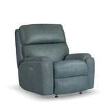 Rio Transitional Leather Power Rocking Recliner, Power Headrest | Flexsteel