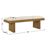 Haden Upholstery Bench - Dark Brown / White by Uttermost - View 8