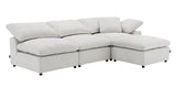 Naveen Ivory Linen 4Pcs Modular Sectional w/Ottoman