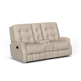 Devon Transitional Fabric Reclining Loveseat, Console | Flexsteel