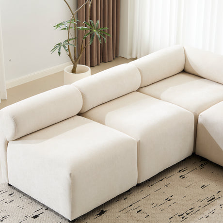 Evelyn 83 in.5-Piece V Shaped Modular Free Combination Sectional Chenille Sofa Couch for Living Rooms - sold by Home Elegance USA