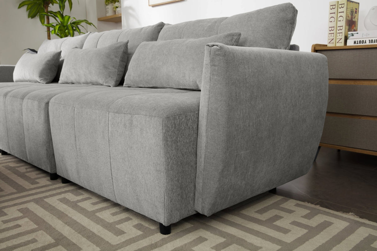 113.3" Convertible Sectional Sofa Couch 3 - Seat L - Shaped Sofa with Movable Ottoman and USB for Apartment, Living Room, Bedroom, Grey - SG000880AAE - image - 36