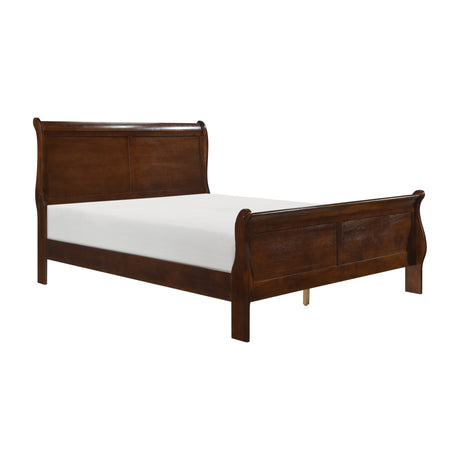 Classic Louis Philipe Style Eastern King Bed Brown Cherry Finish 1pc Traditional Design Bedroom Furniture Sleigh Bed