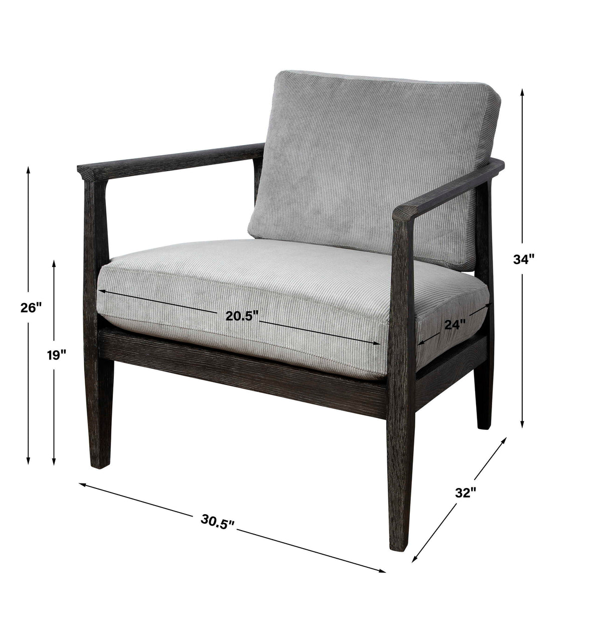 Brunei Modern Accent Chair - Light Gray by Uttermost - View 9
