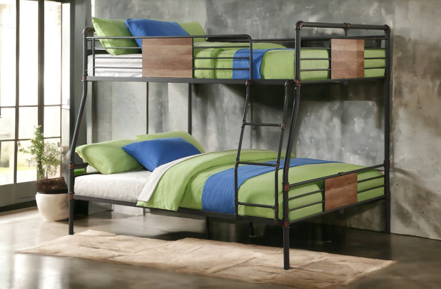Brantley Sandy Black & Dark Bronze Hand-Brushed Finish Full XL/Queen Bunk Bed - sold by Home Elegance USA