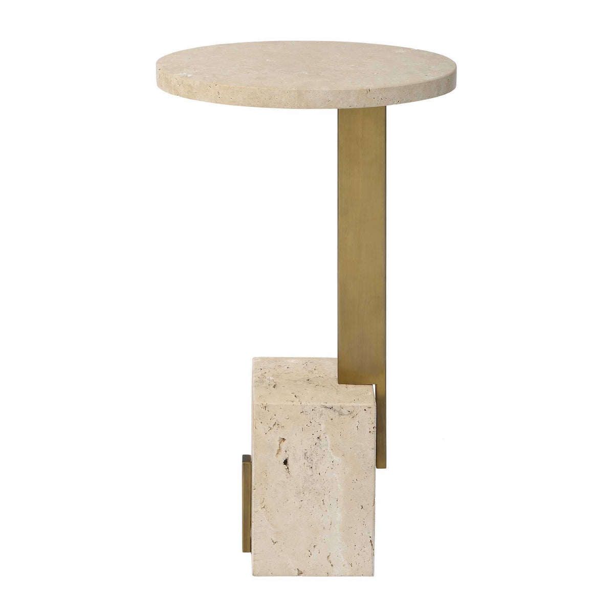 Feranno Travertine Accent Table Brass - Gold by Uttermost - View 6