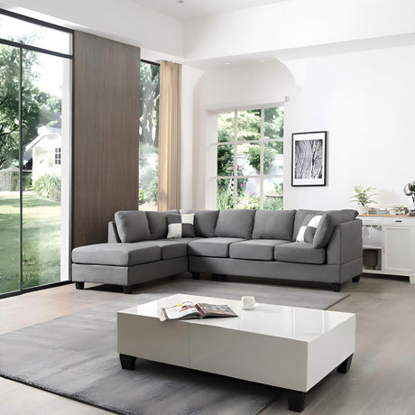 Malone G633B-SC Gray Microfiber Sectional Sofa with Flexible Setup and Comfortable Seating - sold by Home Elegance USA