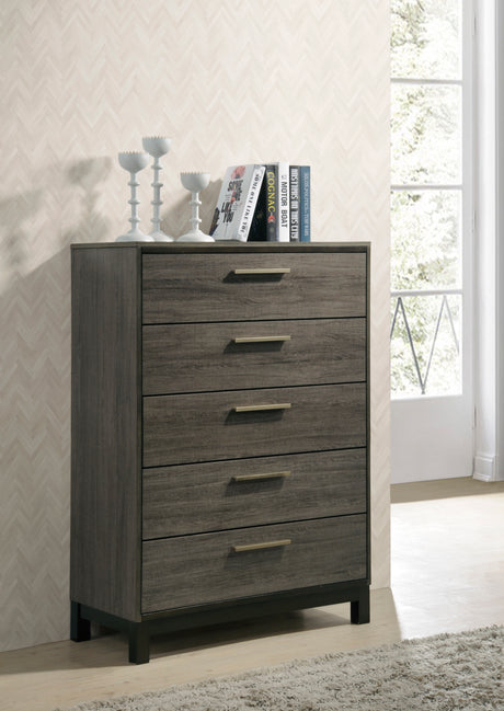 Ioana Antique Grey Wood 6-piece King Size Bedroom Set, Dresser, Mirror, 2 Night Stands , Chest - sold by Home Elegance USA