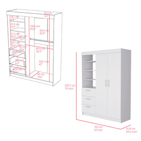 Armoire Rumanu, Bedroom, White - sold by Home Elegance USA
