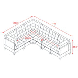 L shape Modular Sectional Sofa,DIY Combination,includes Three Single Chair and Three Corner ,Ivory Chenille - Home Elegance USA