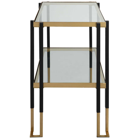 Kentmore Glass Side Table Black & Gold - Gold / Black by Uttermost - View 4