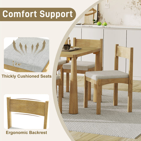 TREXM 7-Piece Retro Dining Table Set for 6, Wood Dining Table Set for 6 with Upholstered Chairs for kitchen & Dining Room (Natural Wood Wash) - sold by Home Elegance USA