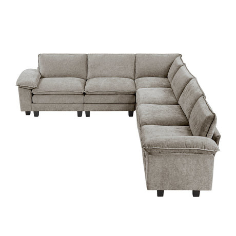 Modern Contemporary 6-Piece Modular Sectional Sofa Set Plush Comfort Chenille Upholstery Living Room Furniture Durable Plywood - sold by Home Elegance USA