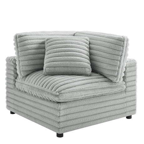 Jenny 3-Piece Chofa Modular Sectional in Plush Gray Polyester Cord-Like Fabric - sold by Home Elegance USA