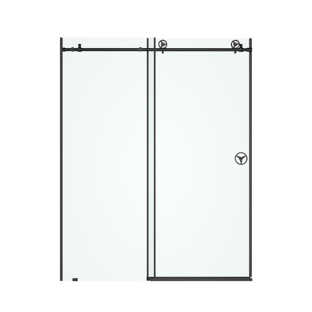 60 in. W x 76 in. HSliding Frameless Shower Door in Matte Black with Clear Glass - W127264911 - image - 1