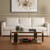 Ryles Glass Coffee Table Brass / Brown / Woodtone - Gold / Dark Brown by Uttermost - View 2