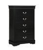 1pc Black Finish Five Drawers Louis Philip Chest Solid Wood Contemporary Sleek Ample Storage