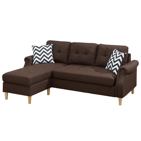 Living Room Corner Sectional Dark Coffee Polyfiber Chaise sofa Reversible Sectional - sold by Home Elegance USA