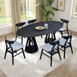 (1 Table+6 Chairs) 78.74 Inch Modern Dining Table Set of 7 pcs,Wooden Table and Chairs for Living Room,Large Kitchen Set Oval Table for Restaurant,Black - sold by Home Elegance USA