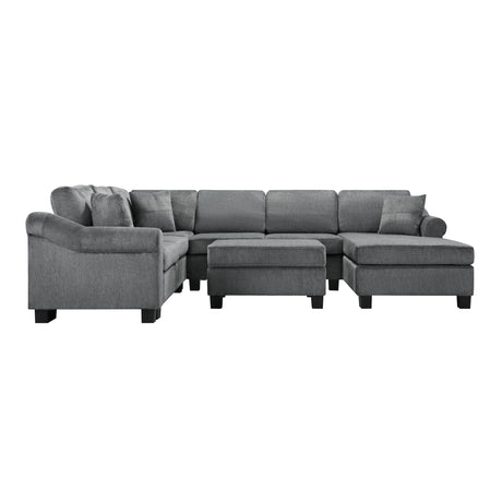 U-shaped Sectional Sofa Chenille Upholstered with Movable Storage Ottoman, Dark Gray, 111.8' - sold by Home Elegance USA
