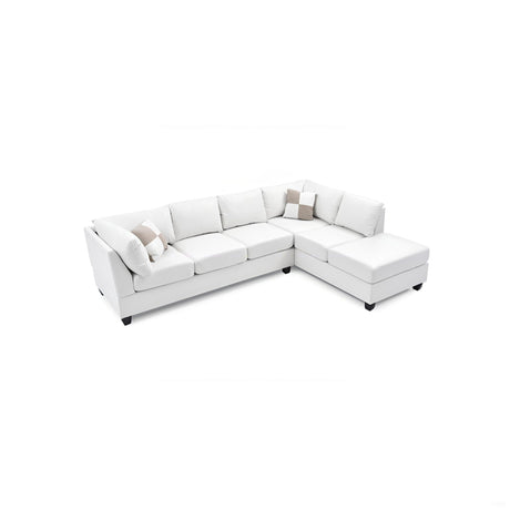 Malone G647B-SC Sectional Sofa with Pocketed Coil and Foam Seating, White PU, 111x78x34 inches - sold by Home Elegance USA