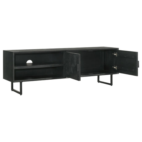 Manaya Charcoal Black 2-Door TV Stand - sold by Home Elegance USA