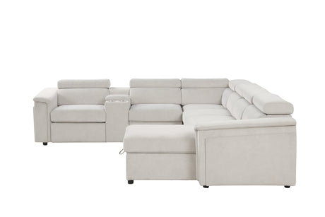 Harvey Modern Style power recliner Sleeper Sectional sofa made with wood in Beige (CA Warehouse inventory) - sold by Home Elegance USA